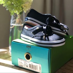 NWOT Never Worn, Toddler, Kate Spade x Keds Black Glitter Sneakers